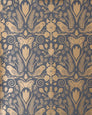 Barn Owls and Hollyhocks by Carson Ellis - Gold on Charcoal - Residential Wallpaper