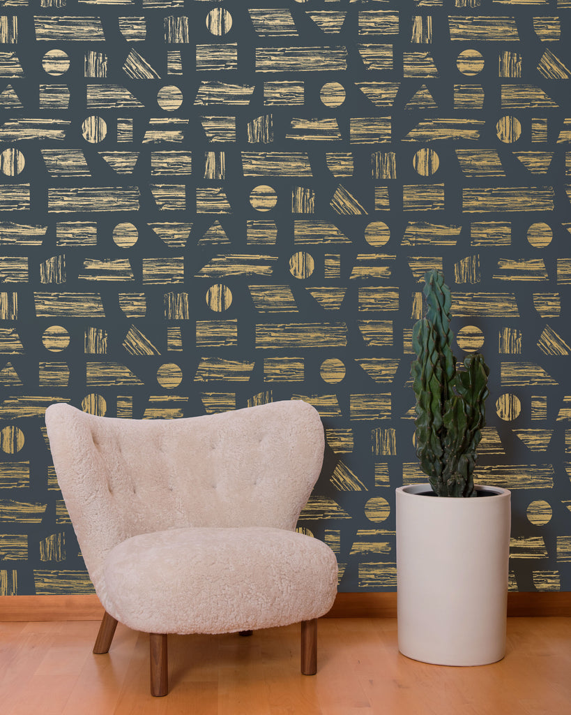 Goldendale - Gold on Charcoal - Residential Coated Wallpaper - Thatcher