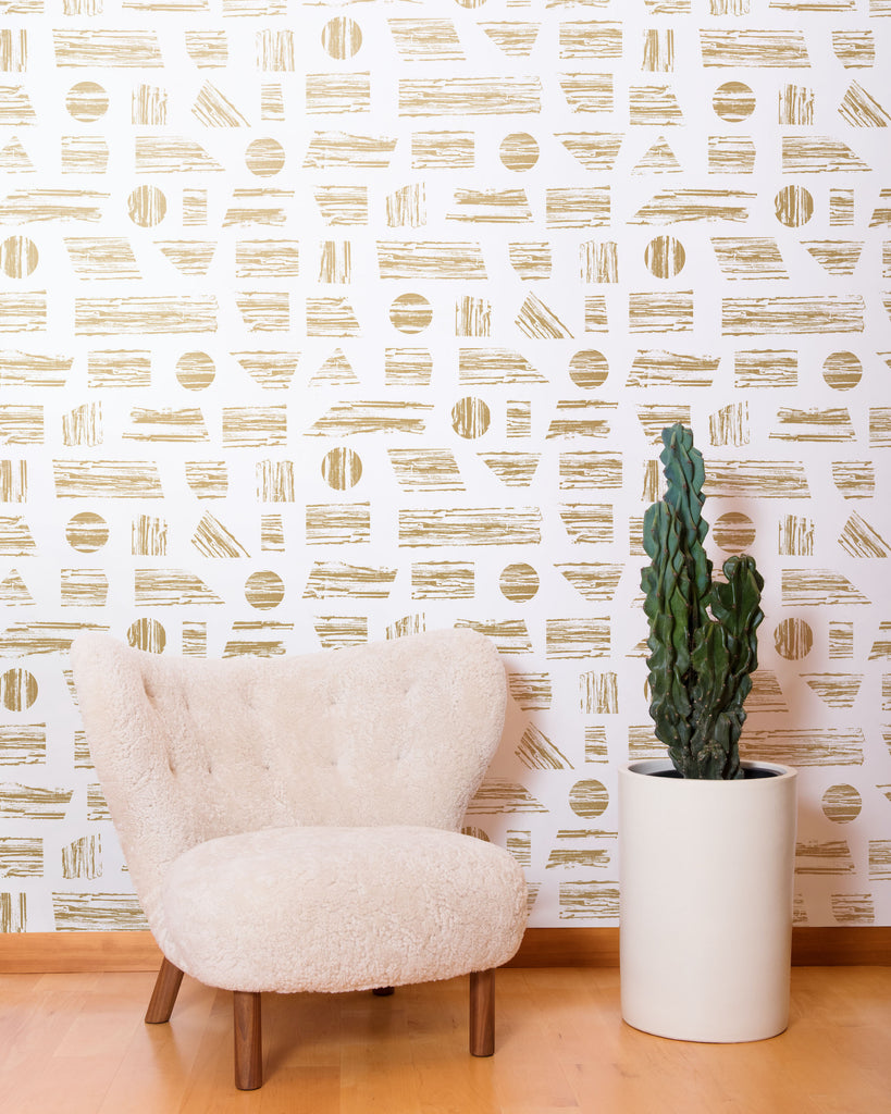 Goldendale - Gold on White - Commercial Wallcovering - Thatcher