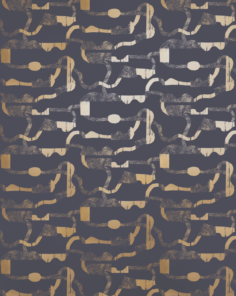 La Strada - Gold on Charcoal - Residential Coated Wallpaper - Thatcher