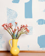 Silhouettes - Celeste on Cream - Commercial Wallpaper