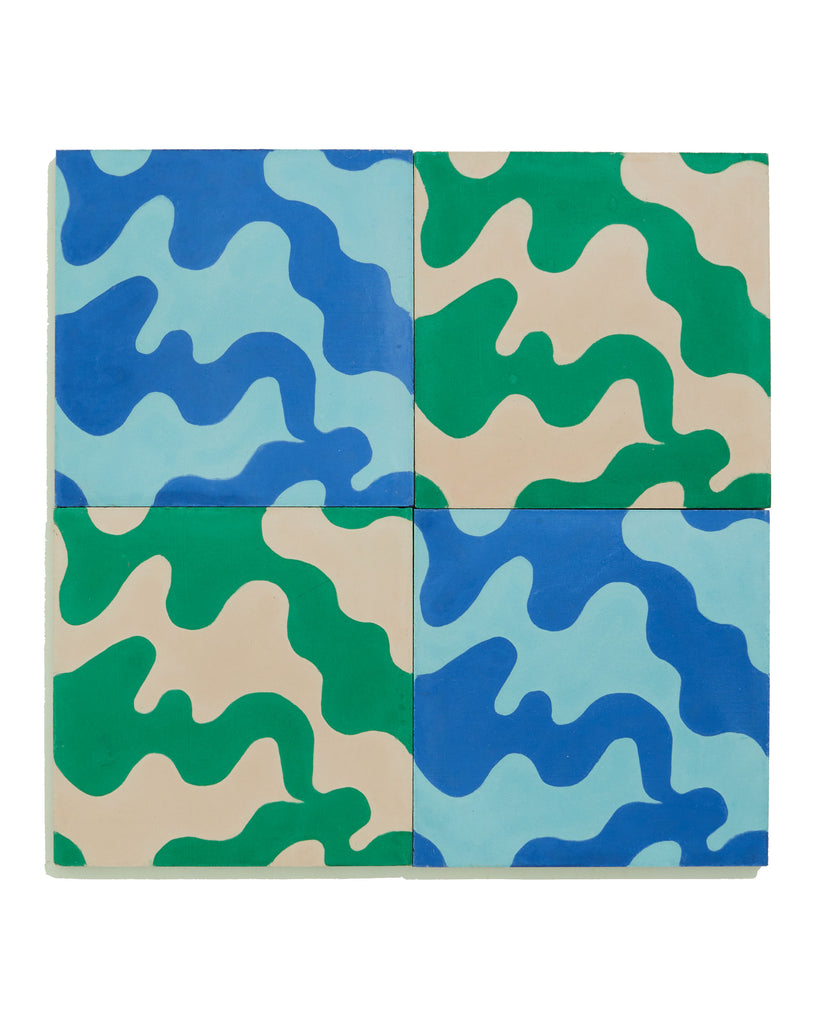 Ether - Blue and Aqua- Cement Square Tile - Thatcher