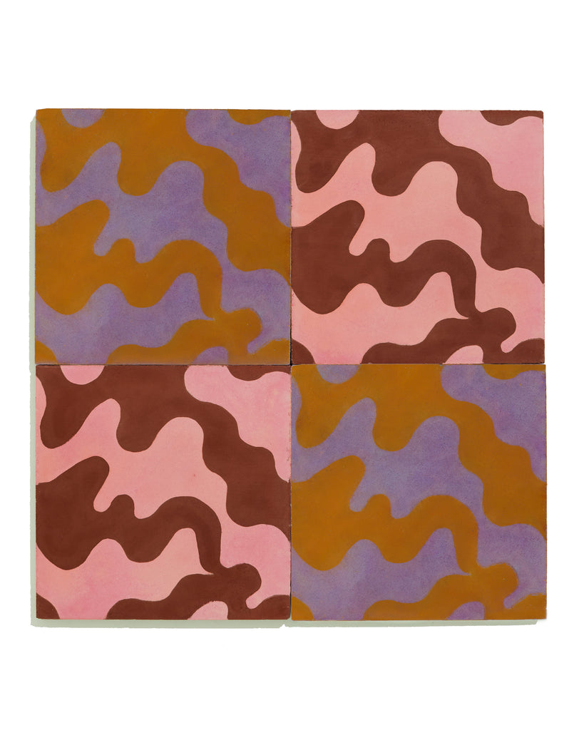 Ether - Pink and Burgundy - Cement Square Tile - Thatcher
