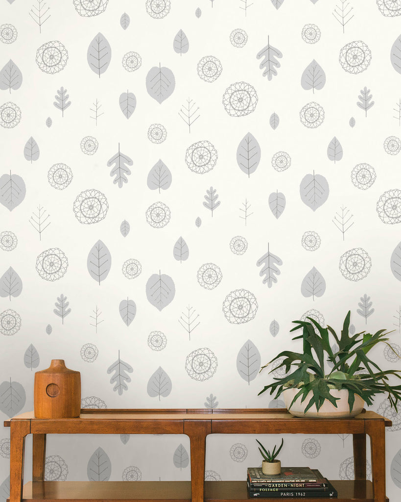 A View of the Woods - Grey and Mink on Cream - Residential Coated Wallpaper - Thatcher