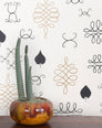 After Chinterwink - Gold and Charcoal on Cream - Residential Wallpaper