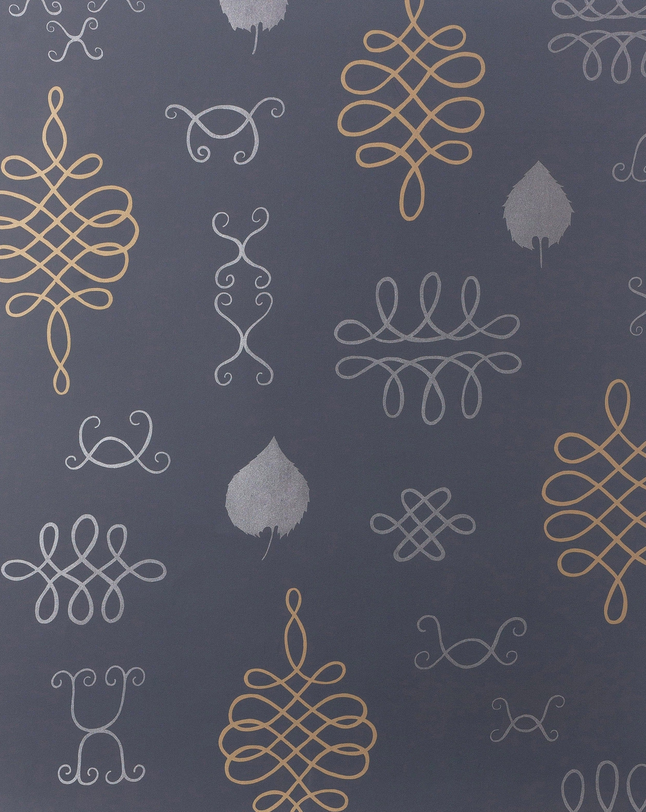 Gold and Silver on Charcoal Wallpaper