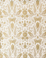 Barn Owls and Hollyhocks by Carson Ellis - Gold on Cream - Residential Wallpaper