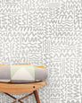 Big Moon - Diamonds and Pearls (Pale Silver) on Cream - Residential Wallpaper
