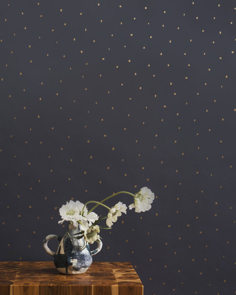 Dusk - Gold on Charcoal - Commercial Wallcovering - Thatcher
