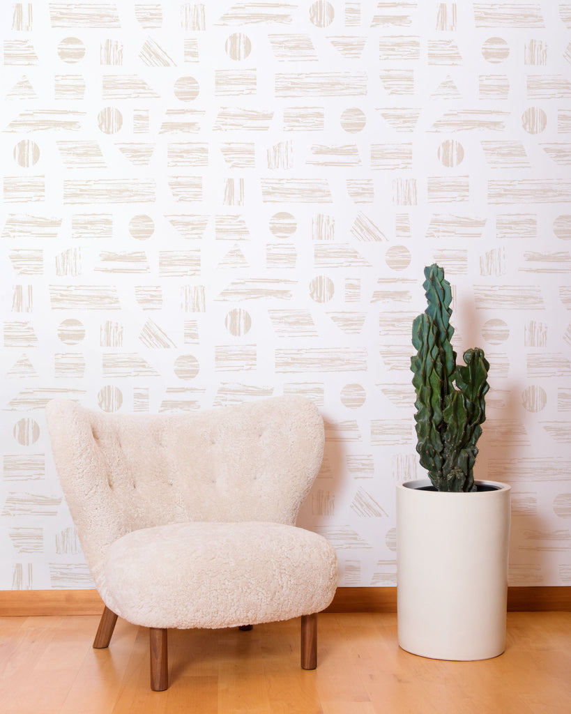 Goldendale - Taupe on White - Commercial Wallcovering - Thatcher