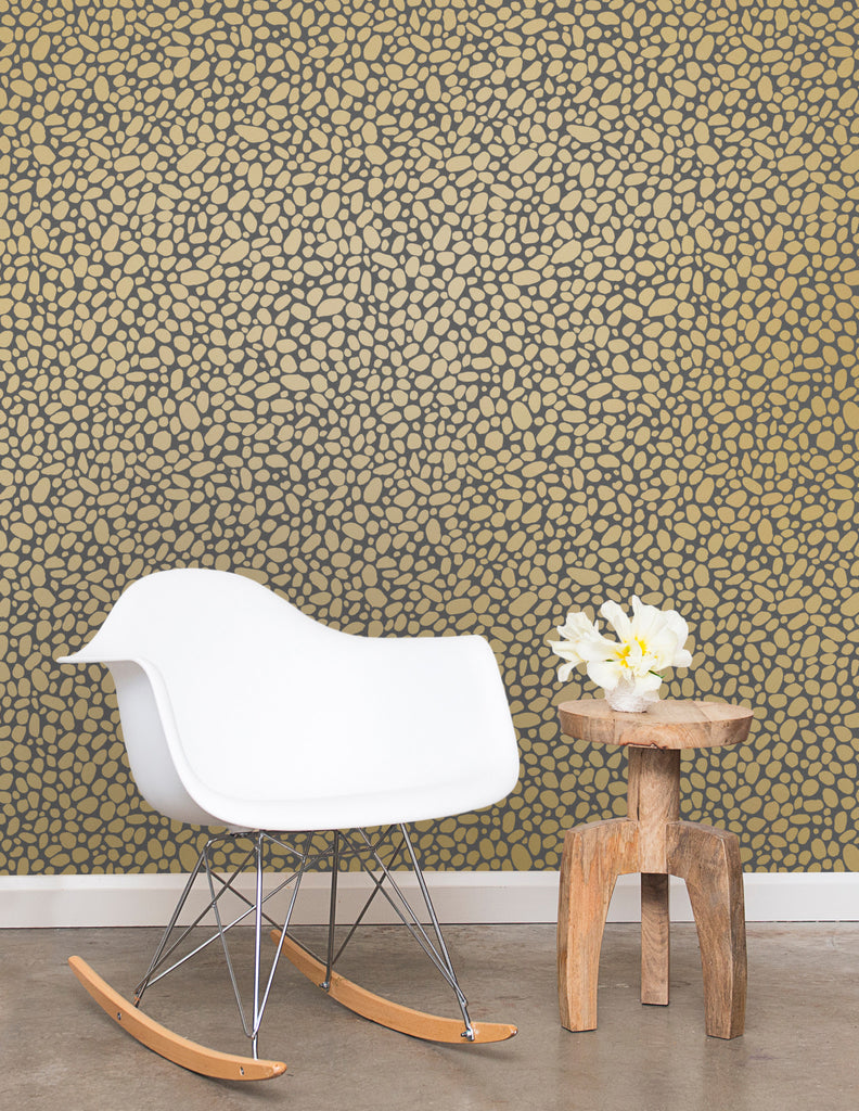 Hoya - Gold on Charcoal - Residential Coated Wallpaper - Thatcher