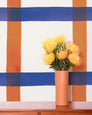 Natural Gifts - Terra Cotta and Yves Blue on White - Residential Wallpaper